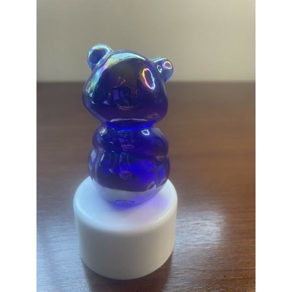Fenton Glass Opalescent ￼Colbalt￼ Blue Dark Miniature Sitting Bear Mini Small - Picture 4 of 12